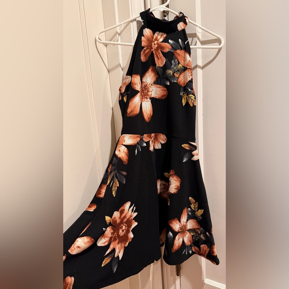 Floral Racerback Knee-Length Crepe Dress